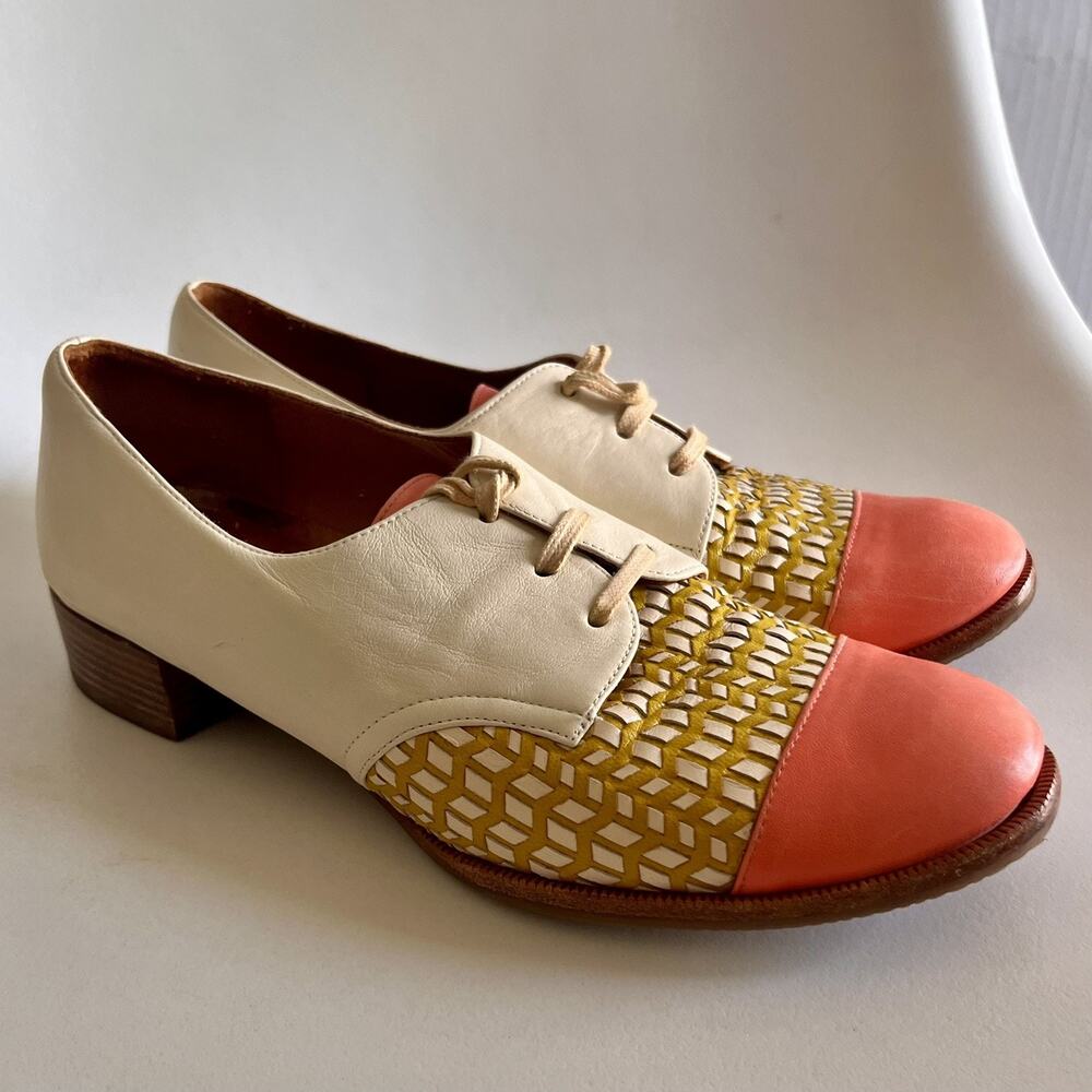Chie Mihara Shoes Womens 37 US 7 Leather Two Tone Oxford Derby Made in Spain